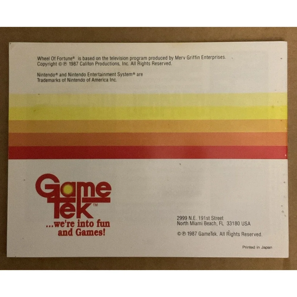 Wheel of Fortune (Nintendo Entertainment System, 1988)